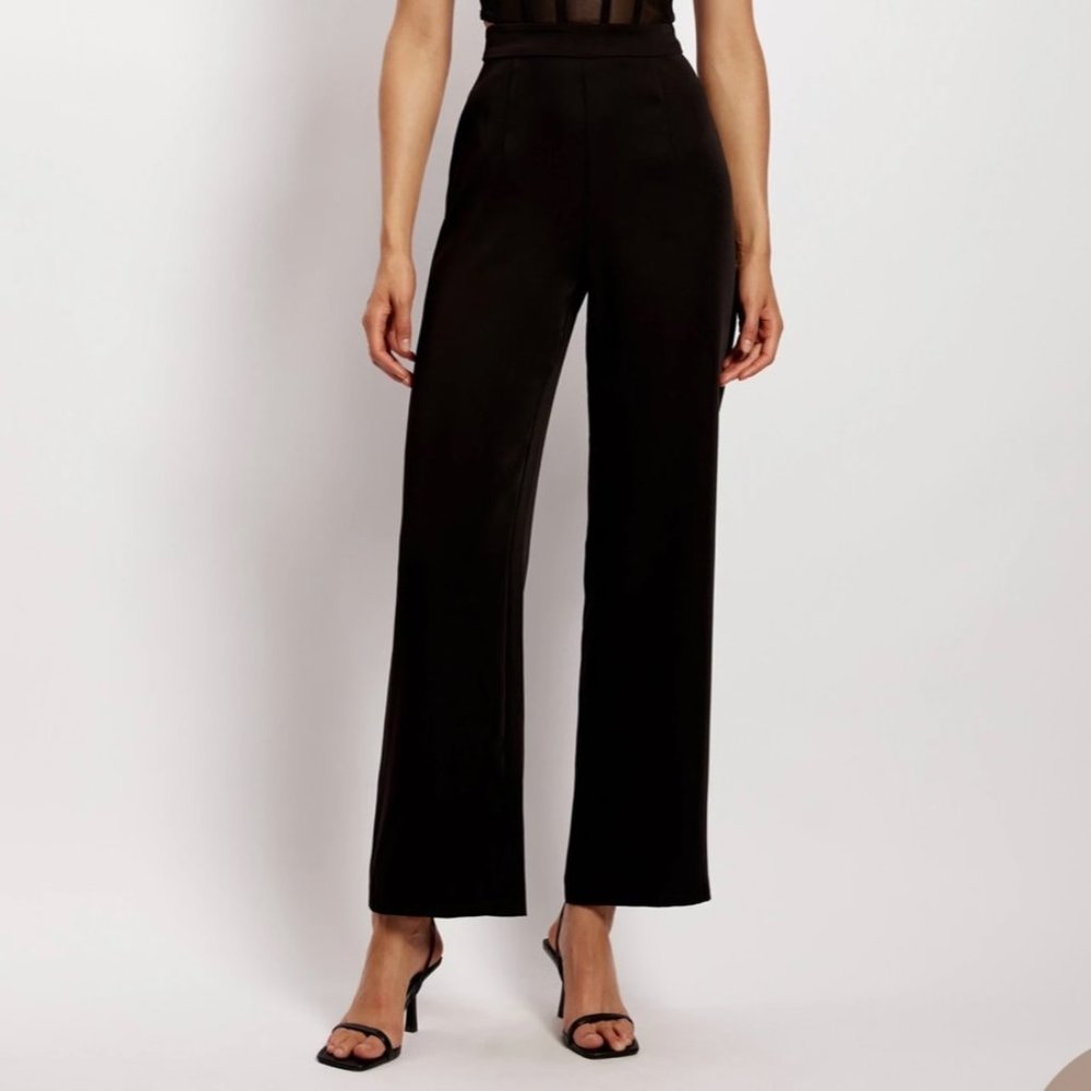 Meshki Saskia Straight Leg Trousers Pants Black Size Small